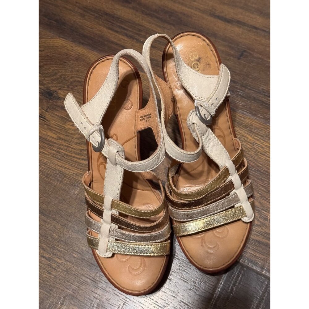 Born Sandals Size 8 / 39 Riviera Leather Metallic Strappy High Heel